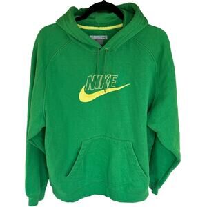 Vintage Y2K Nike Hoodie Sweatshirt Mens XL Green Yellow Spell Out